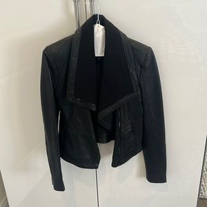 BCBG maxazria black leather jacket
